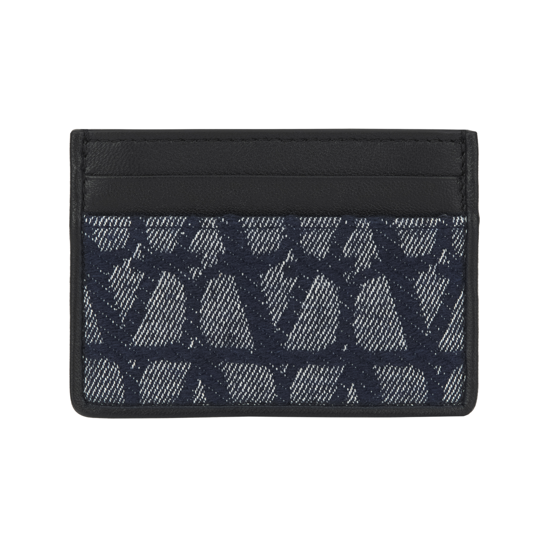 발렌티노 트왈 아이코노그래피 레더 디테일 데님 이펙트 자카드 패브릭 카드 홀더 데님 블랙(Valentino Toile Iconographe Denim Effect Jaquard Fabric Card Holder with Leather Details Denim Black) - 1