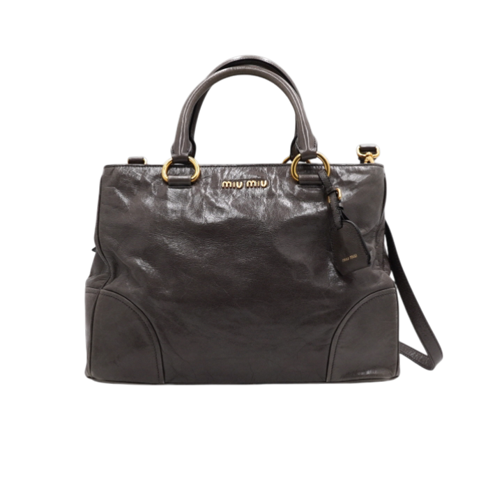 미우미우 RN1092 그레이 비텔로 샤인 여성 토트백 겸 숄더백aa61555(Miu Miu RN1092 Gray Vitello Shine Women's Tote and Shoulder Bag AA61555)