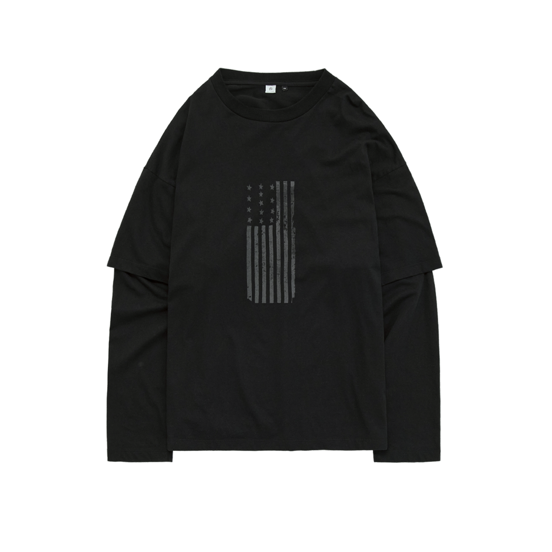 폴리테루 그래픽 더블 레이어 티 (아메리칸 플래그) 블랙(Polyteru Graphic Double Layer Tee (American Flag) Black)