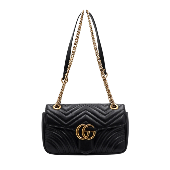 구찌 443497 GG마몽 블랙 마틀라세 쉐브론 금장체인 숄더백aa61511(Gucci 443497 GG Marmont Black Matelasse Chevron Shoulder Bag with Gold Chain) - 1