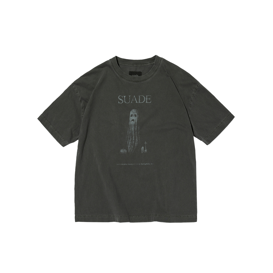 스웨이드 고스트 크롭 티 피그먼트 블랙(Suade Ghost Cropped Tee Pigment Black)