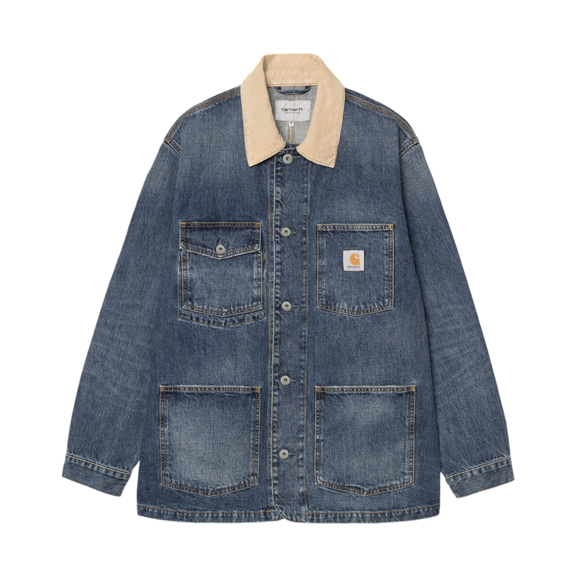 칼하트 WIP 워렌 초어 코트 블루 더스티 H 브라운 다크 유즈드(Carhartt WIP Warren Chore Coat Blue Dusty H Brown Dark Used) - 1