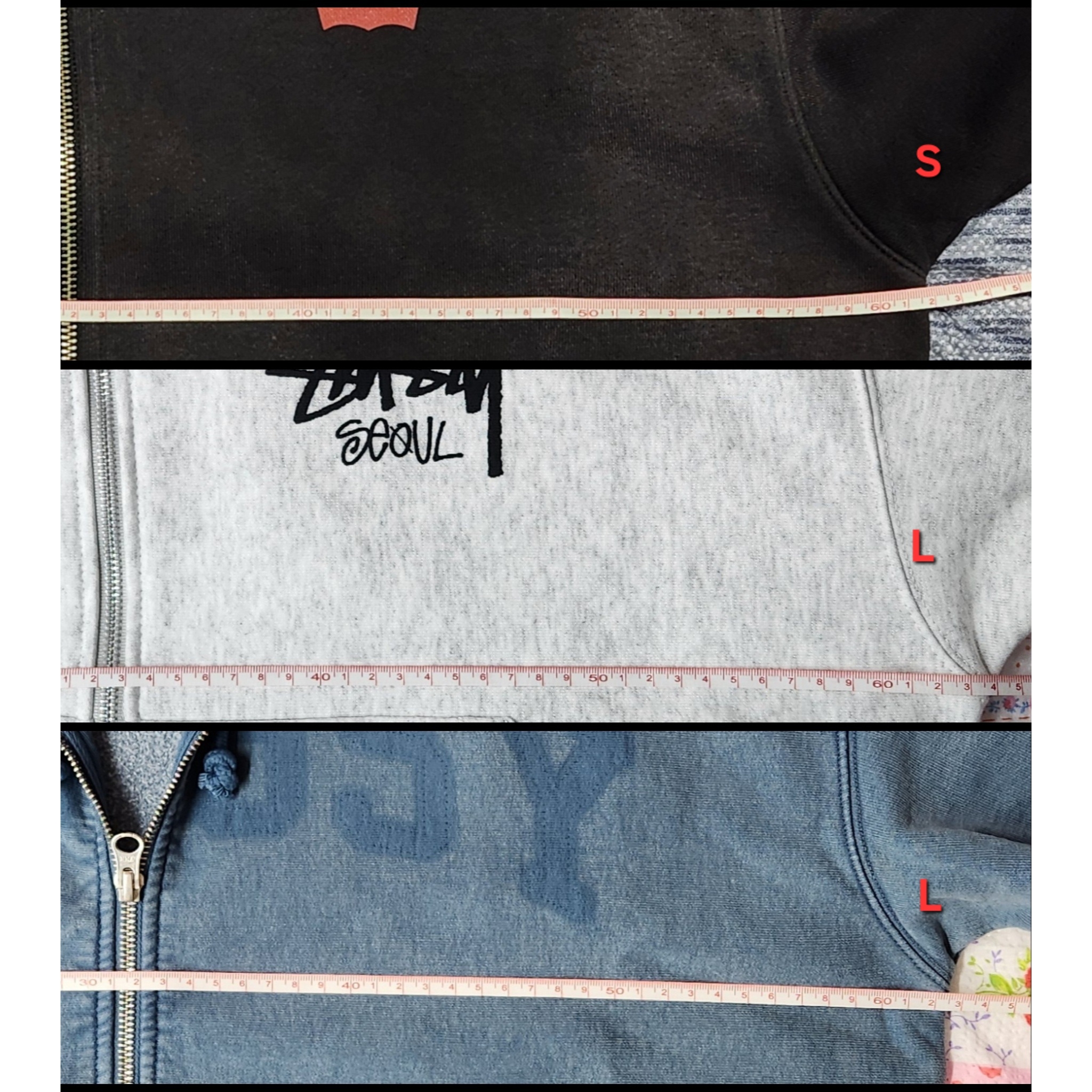 Jordan x Levi's Full Zip Hoodie Black (IM6734-010), Stussy Stock Seoul Zip Hood Ash Heather 착용 스타일 - 1