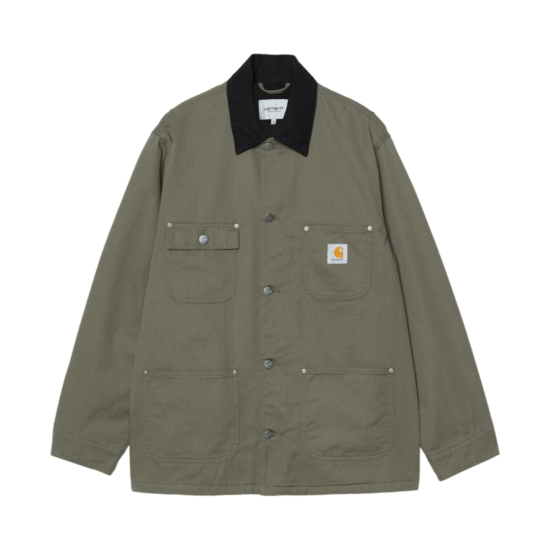 I036488-3OL-02 Carhartt WIP OG Chore Coat Leaf Black Rinsed