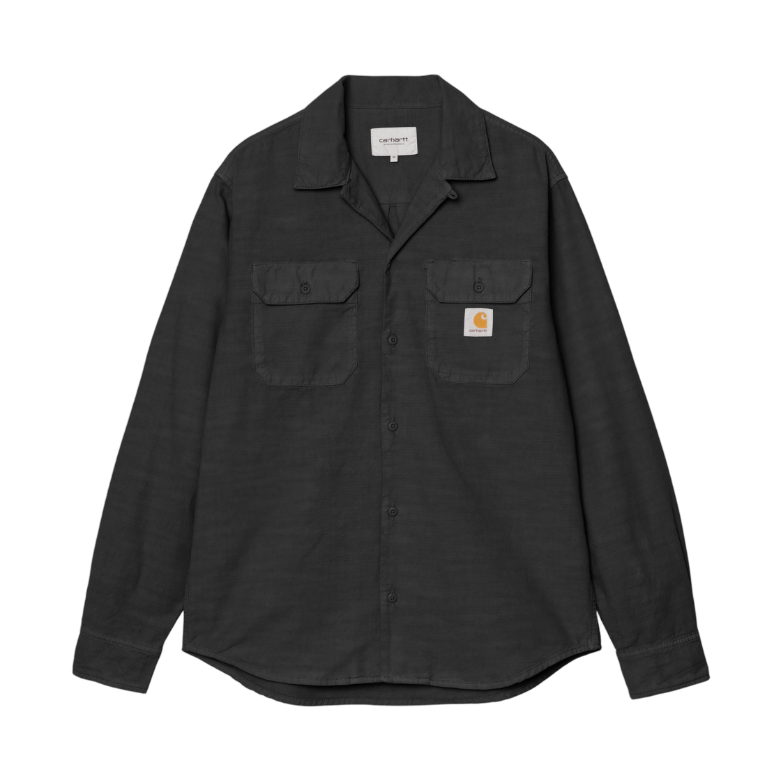 I036506-89-GD Carhartt WIP L/S Kelsey Shirt Black Garment Dyed