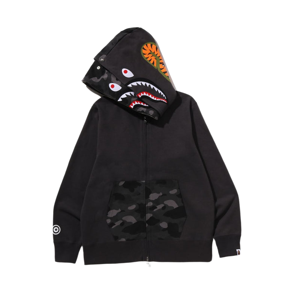 베이프 컬러 카모 샤크 풀 집 더블 후드 블랙(BAPE Color Camo Shark Full Zip Double Hoodie Black) - 2