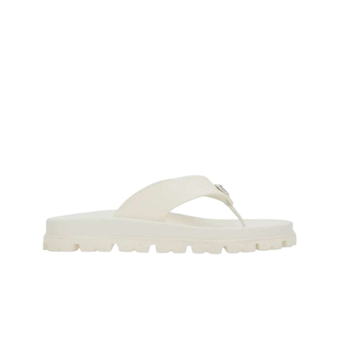 1Y420N-3LKK-F0304 (W) Prada Rubber Thong Sandals Ivory