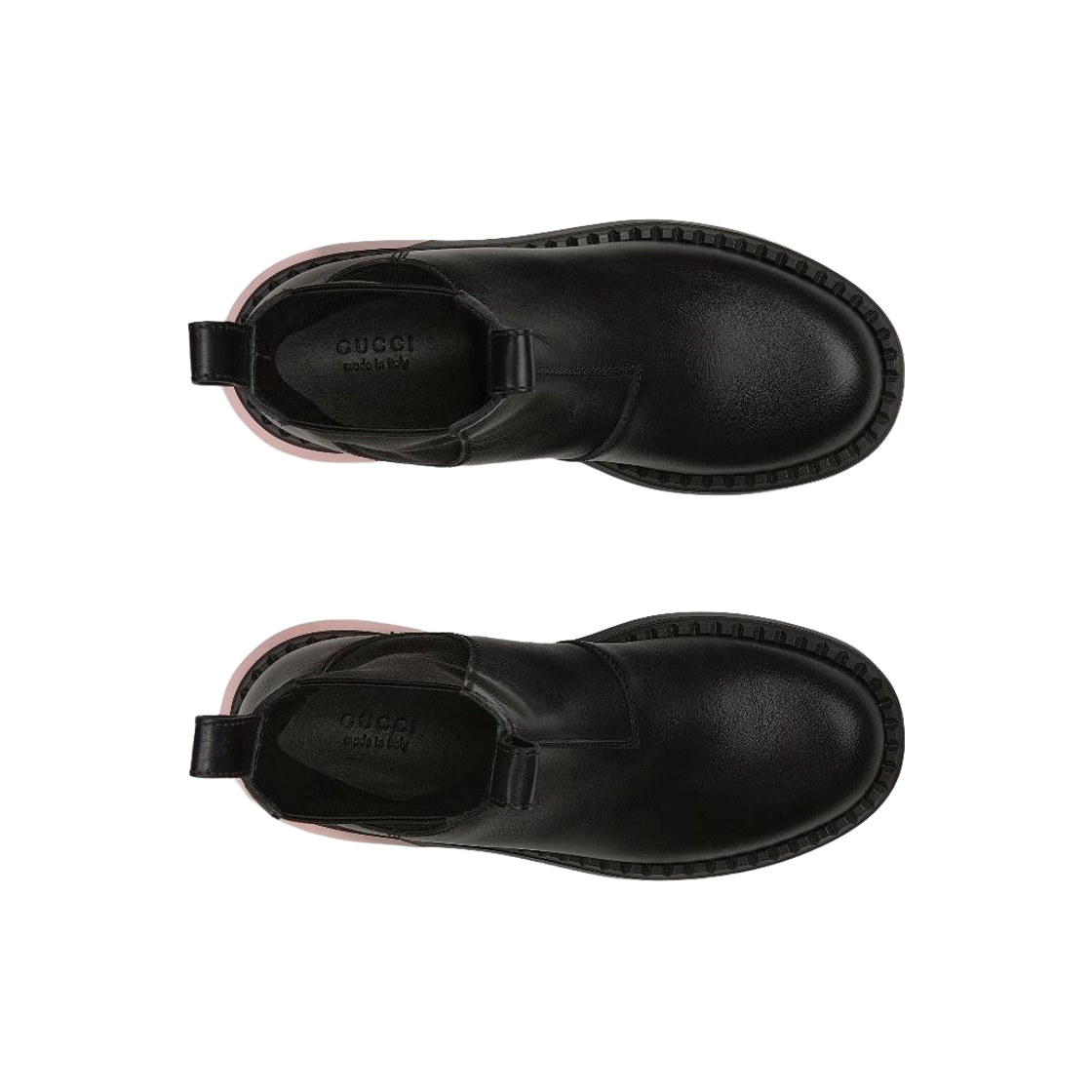 (W) 구찌 레더 첼시 부츠 블랙 핑크((W) Gucci Leather Chelsea Boots Black Pink) - 2