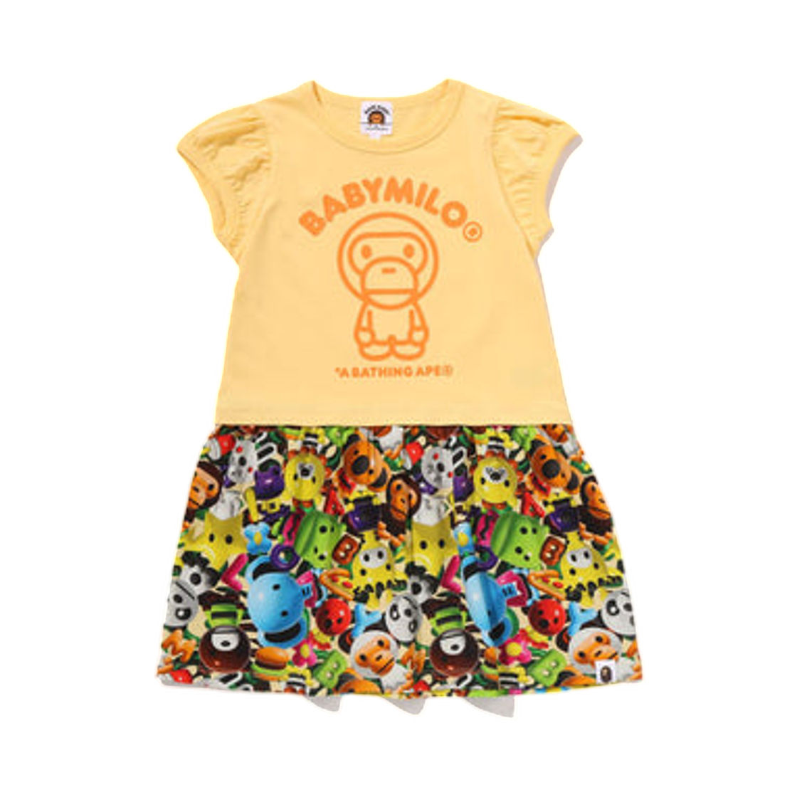 (키즈) 베이프 3D 마일로 올 프렌즈 드레스 옐로우((Kids) BAPE 3D Milo All Friends Dress Yellow)