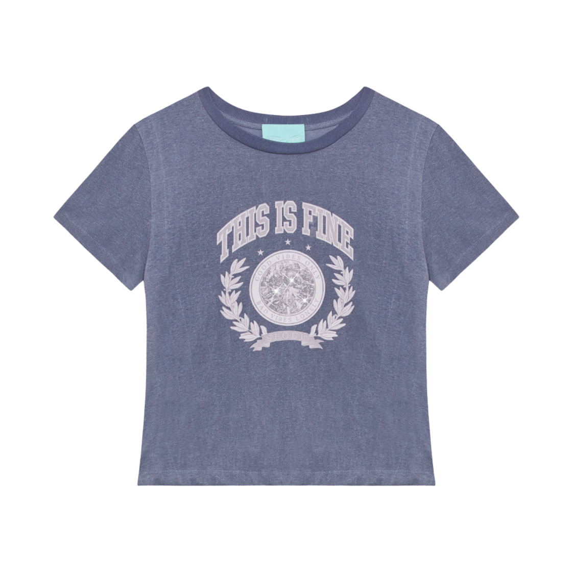 디스이즈파인 슬림 로렐즈 티 울트라마린(THIS IS FINE Slim Laurels Tee Ultramarine)
