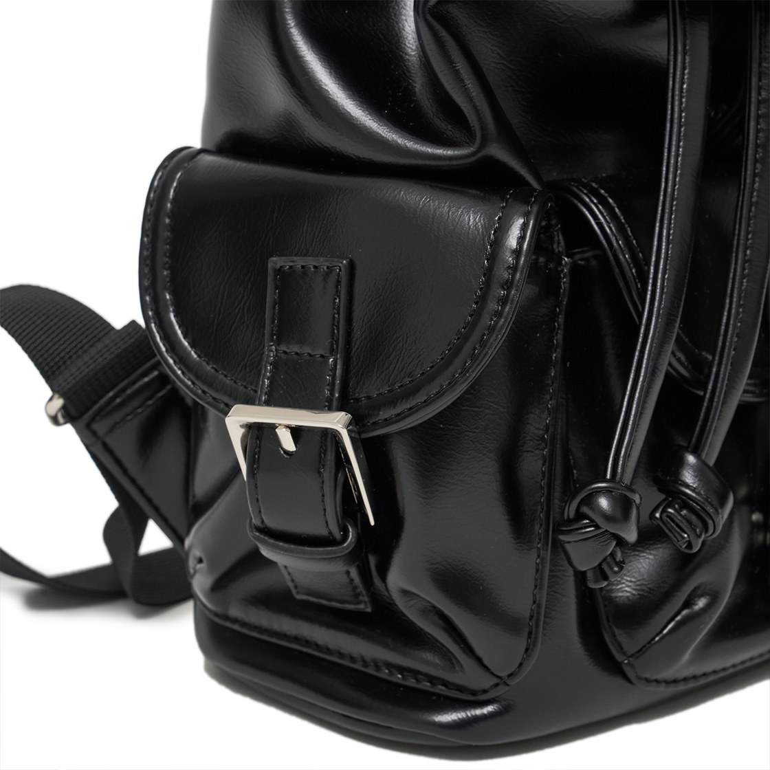 라츠유 노스탤지아 츄비 백팩 레더 블랙(LOTS YOU Nostalgia chubby Backpack Leather Black) - 5