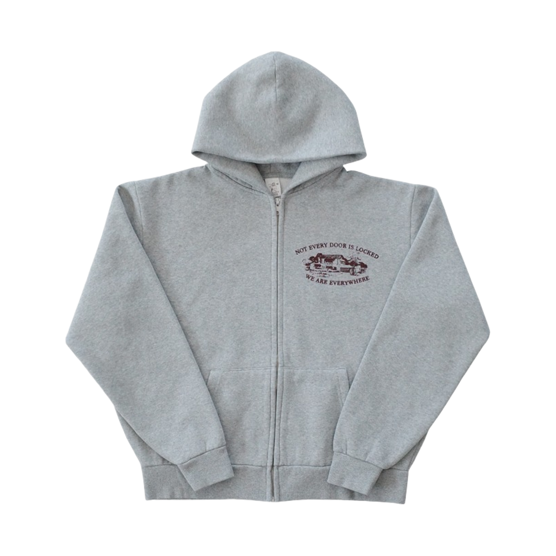 - Collect Pieces Everywhere Zip-Up Hoodie Melange Grey