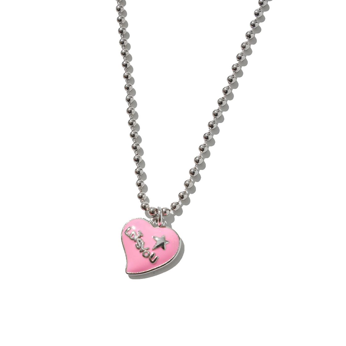 PWTH5ACW114OPK LOTS YOU Doodle Heart star Necklace Pink