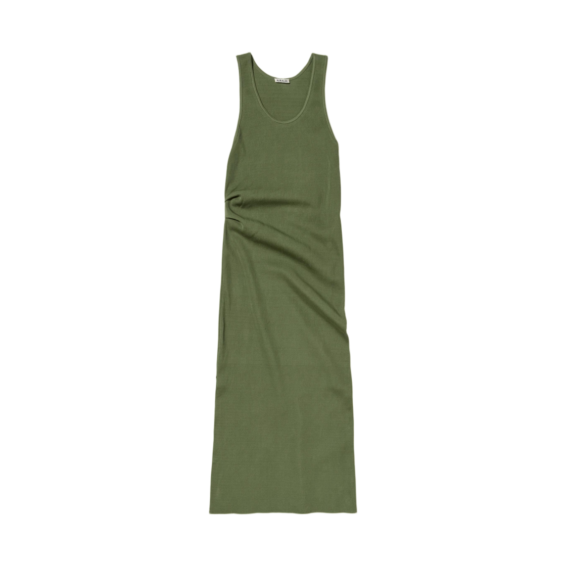 (W) 오라리 하이 게이지 턱 립 니트 드레스 올리브 - 26SS(Auralee High Gauge Tuck Rib Knit Dress Olive - 26SS)