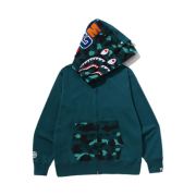 BAPE Color Camo Shark Full Zip Double Hoodie Green