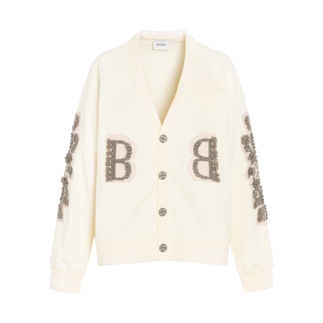 (W) 배리 캐시미어 B 로고 코튼 가디건 라이트 핑크((W) Barrie Cashmere B Logo Cotton Cardigan Light Pink)