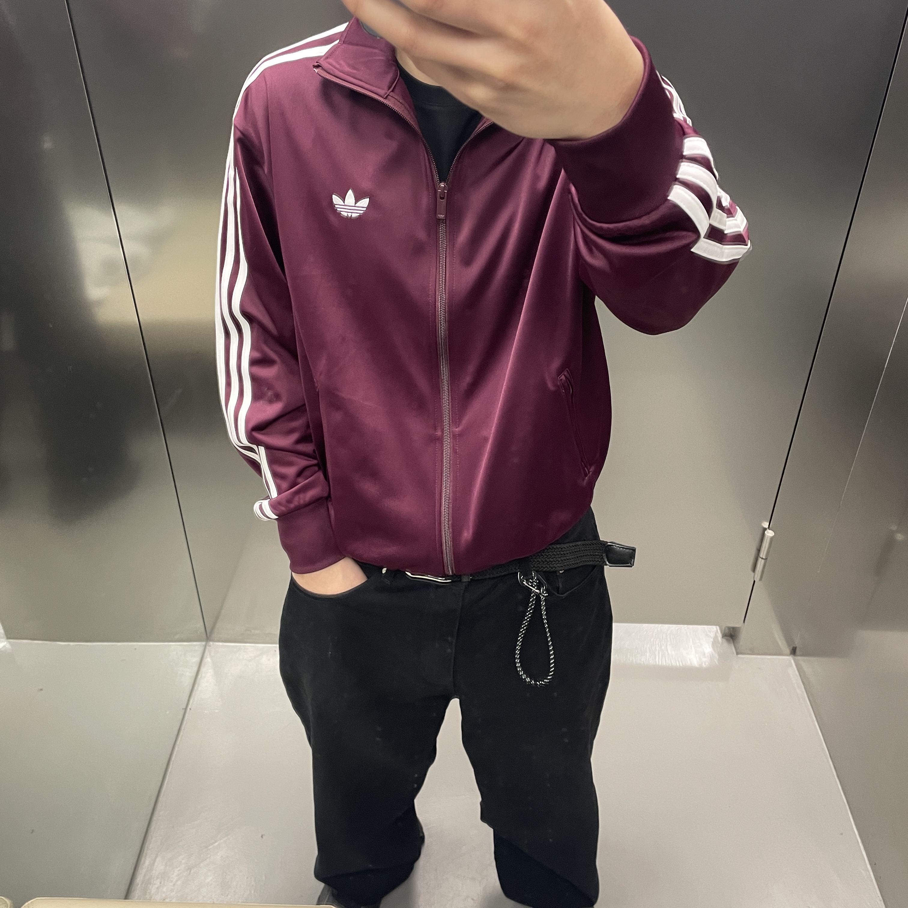 Adidas Adicolor Classic Firebird Track Top Maroon - KR Sizing 착용 스타일 - 1