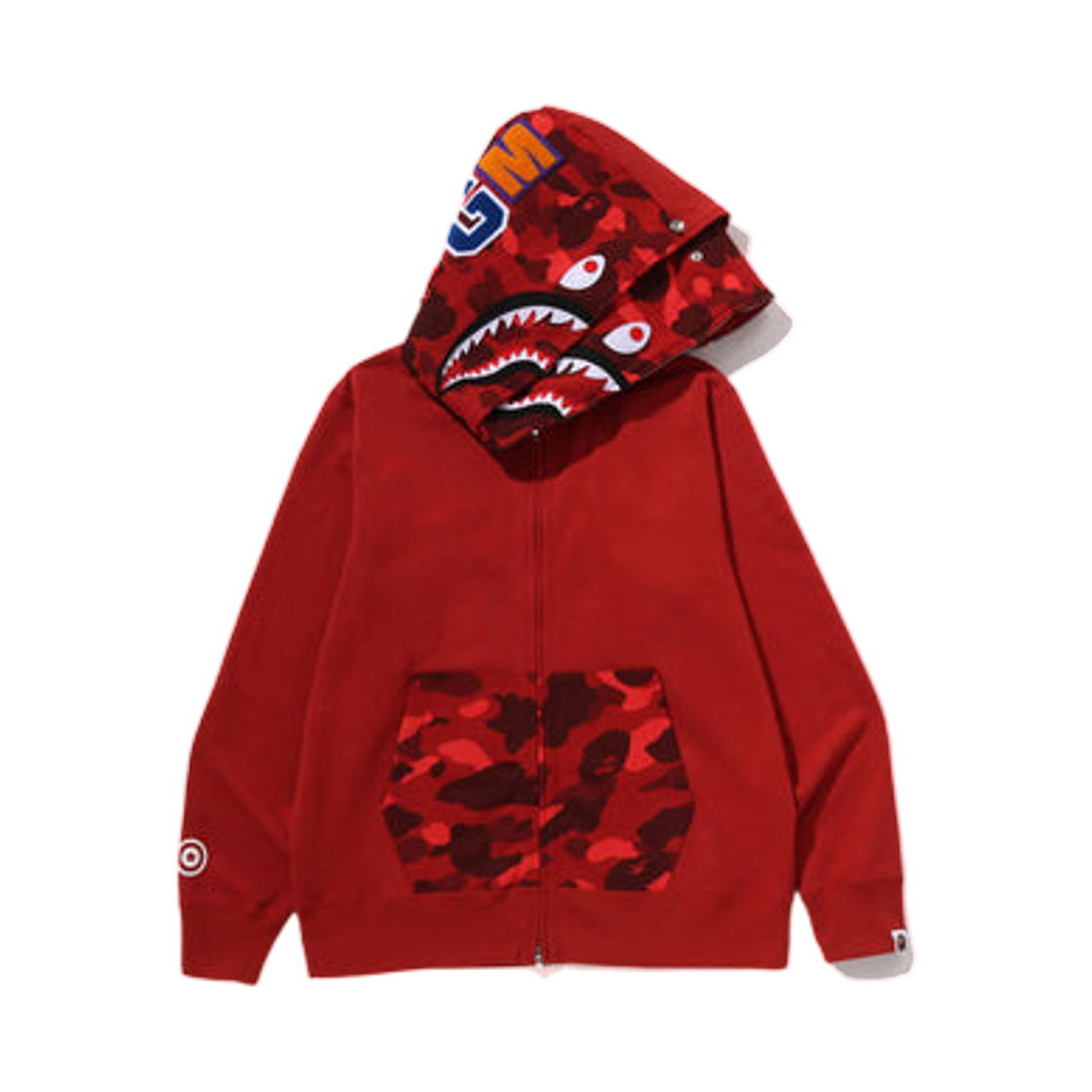 - BAPE Color Camo Shark Full Zip Double Hoodie Red