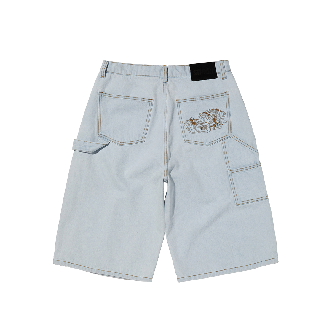 스웨이드 컨투어 더블니 쇼츠 라이트 블루