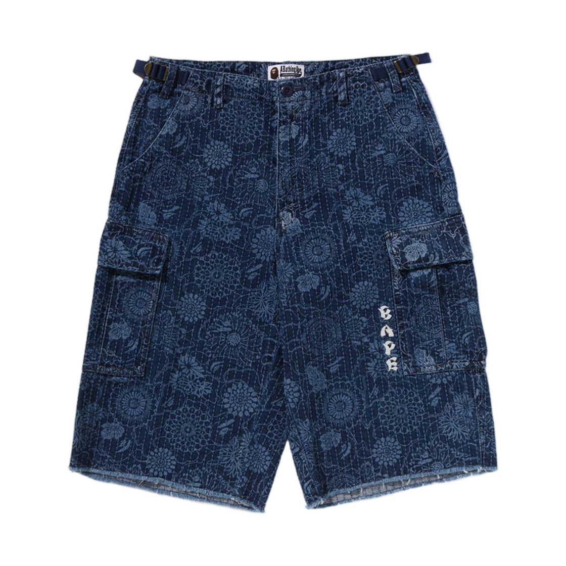 베이프 재패니즈 인디고 아트 카모 정글 데님 릴렉스드 핏 카고 쇼츠 인디고(BAPE Japanese Indigo Art Camo Jungle Denim Relaxed Fit Cargo Shorts Indigo)