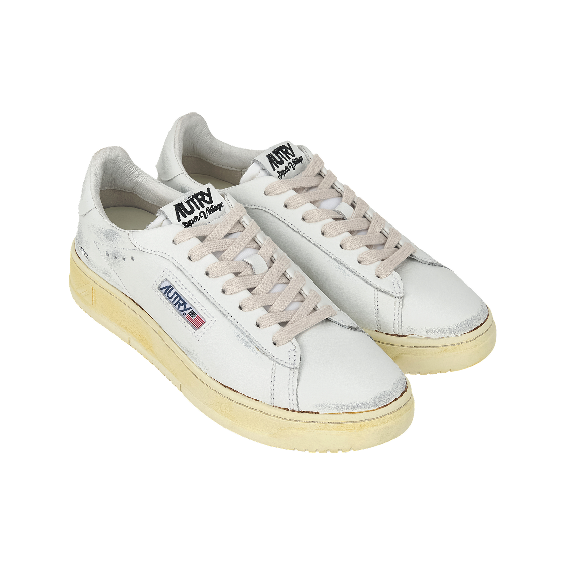오트리 달라스 슈퍼 빈티지 로우 레더 스니커즈 화이트(Autry Dallas Super Vintage Low Leather Sneakers White) - 4
