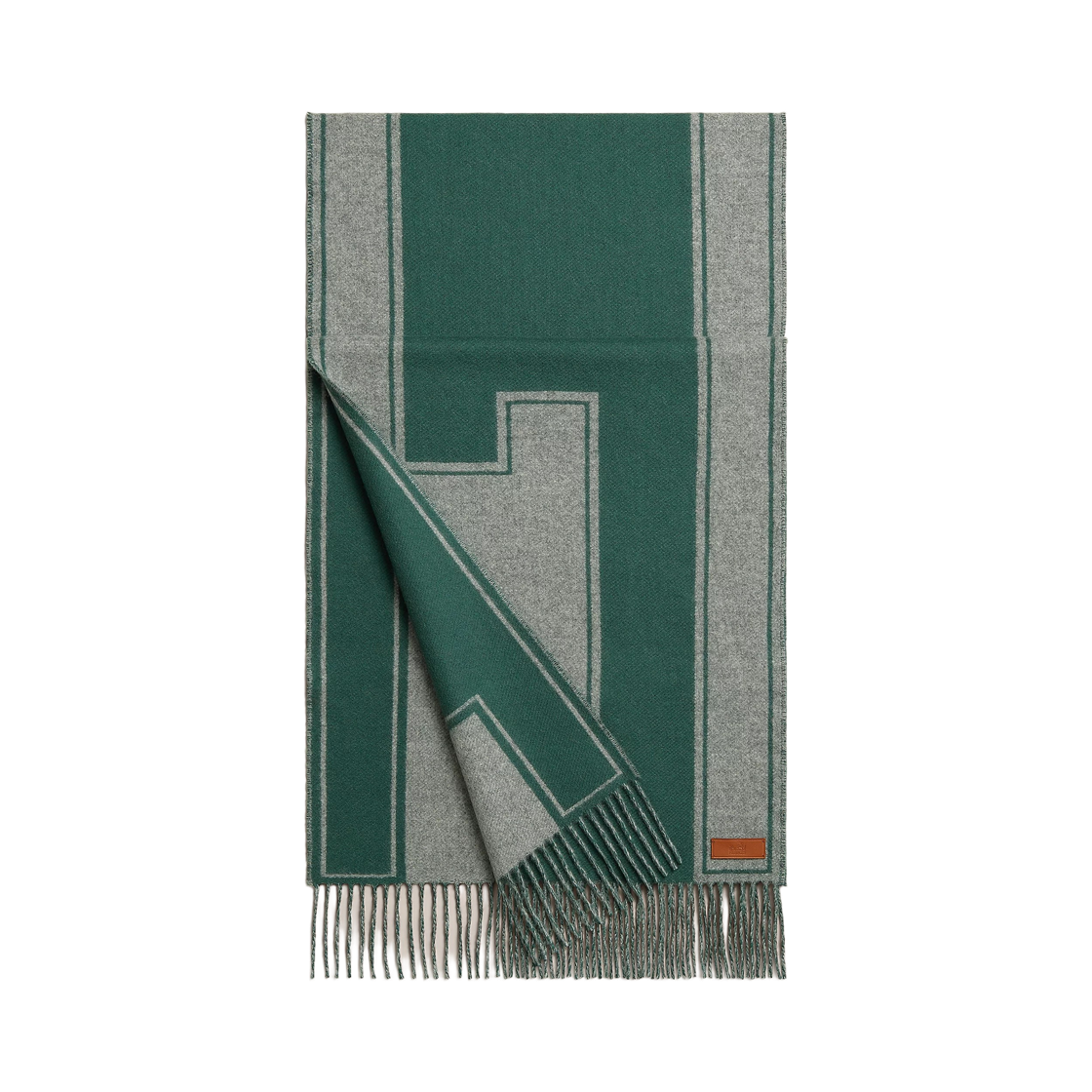 H259140S05 (W) Hermes Casaque Clefs De H Muffler Gris Chine Clair Cypres