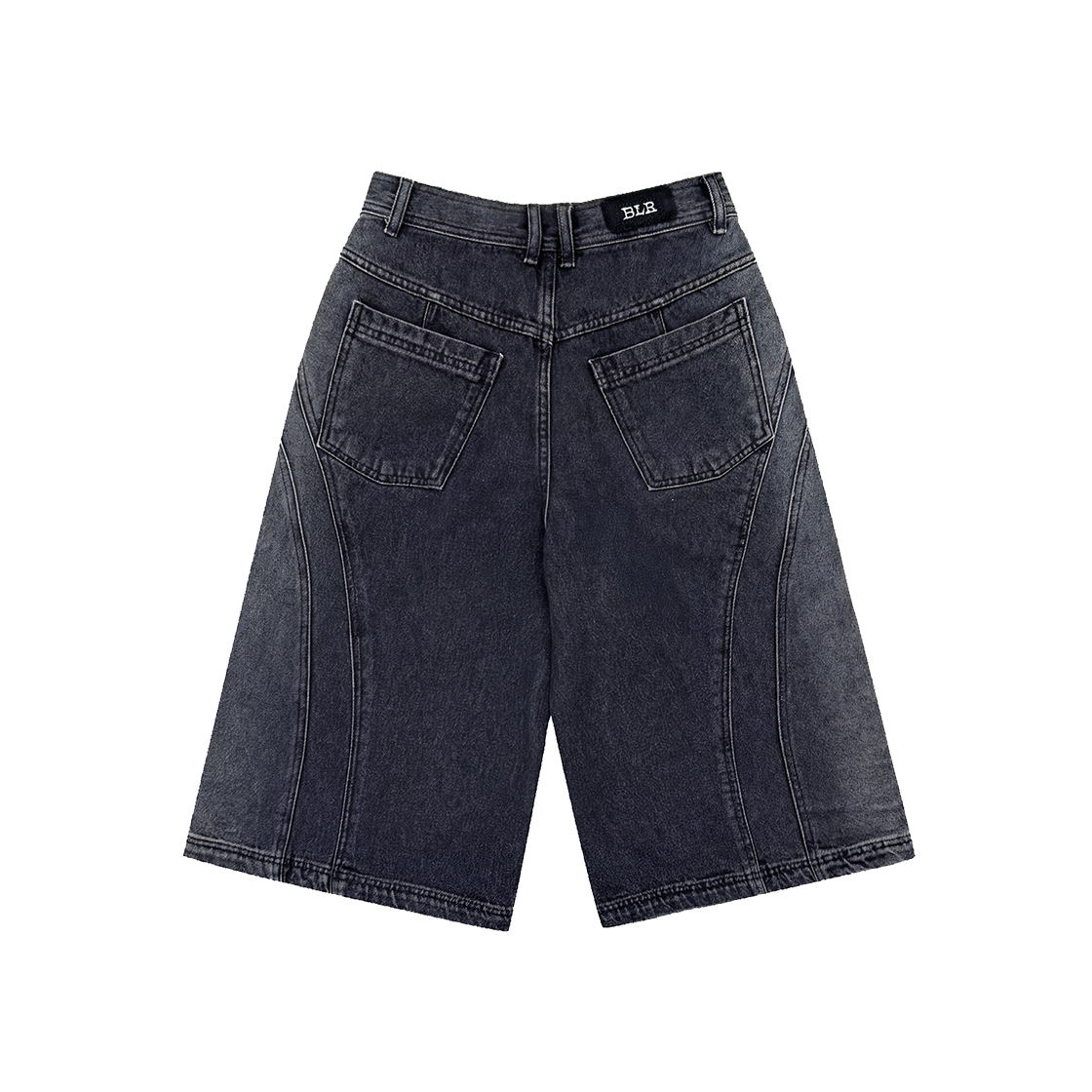 비엘알 아크 라인 버뮤다 워싱 데님 팬츠 블랙(BLR Arc Line Bermuda Washing Denim Pants Black) - 2