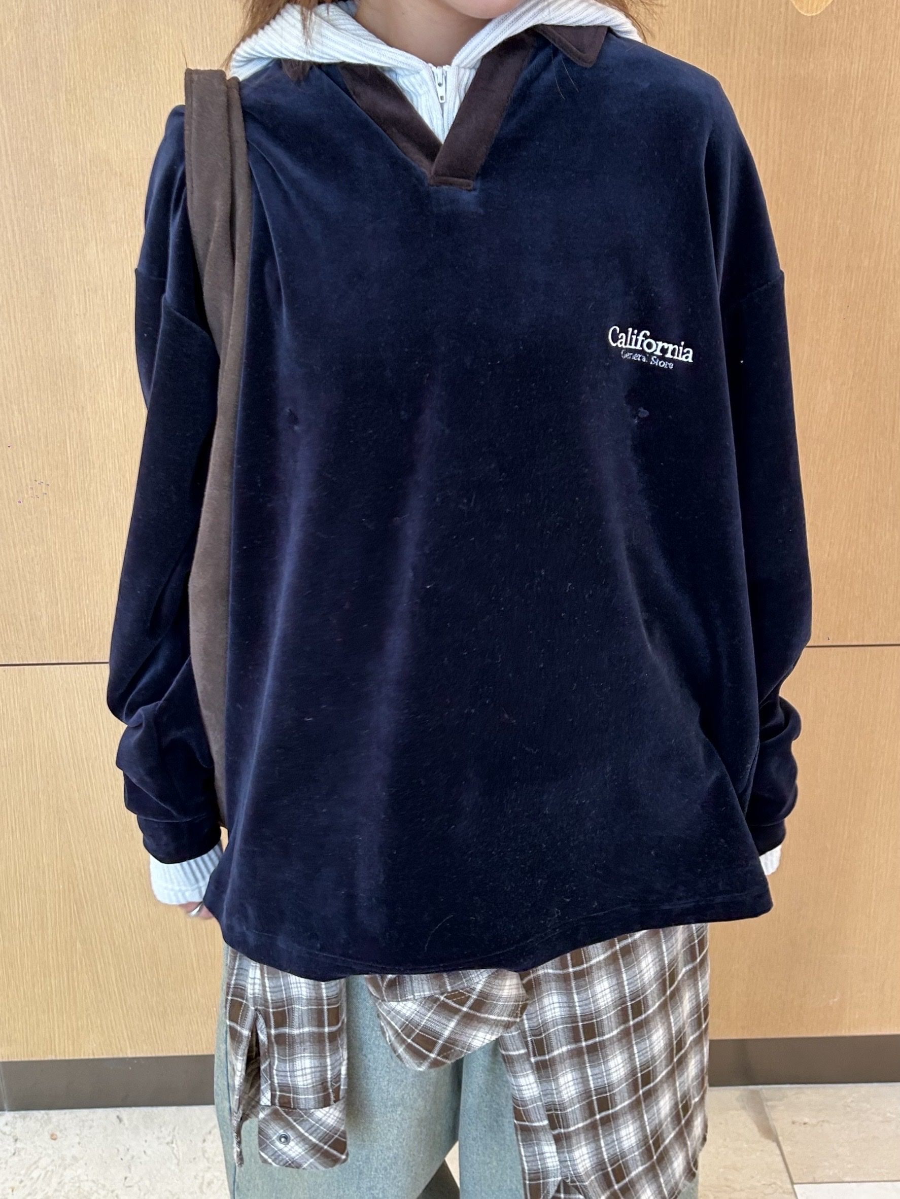California General Store Organic Cotton Velour Skipper Navy - 25FW 착용 스타일 - 3