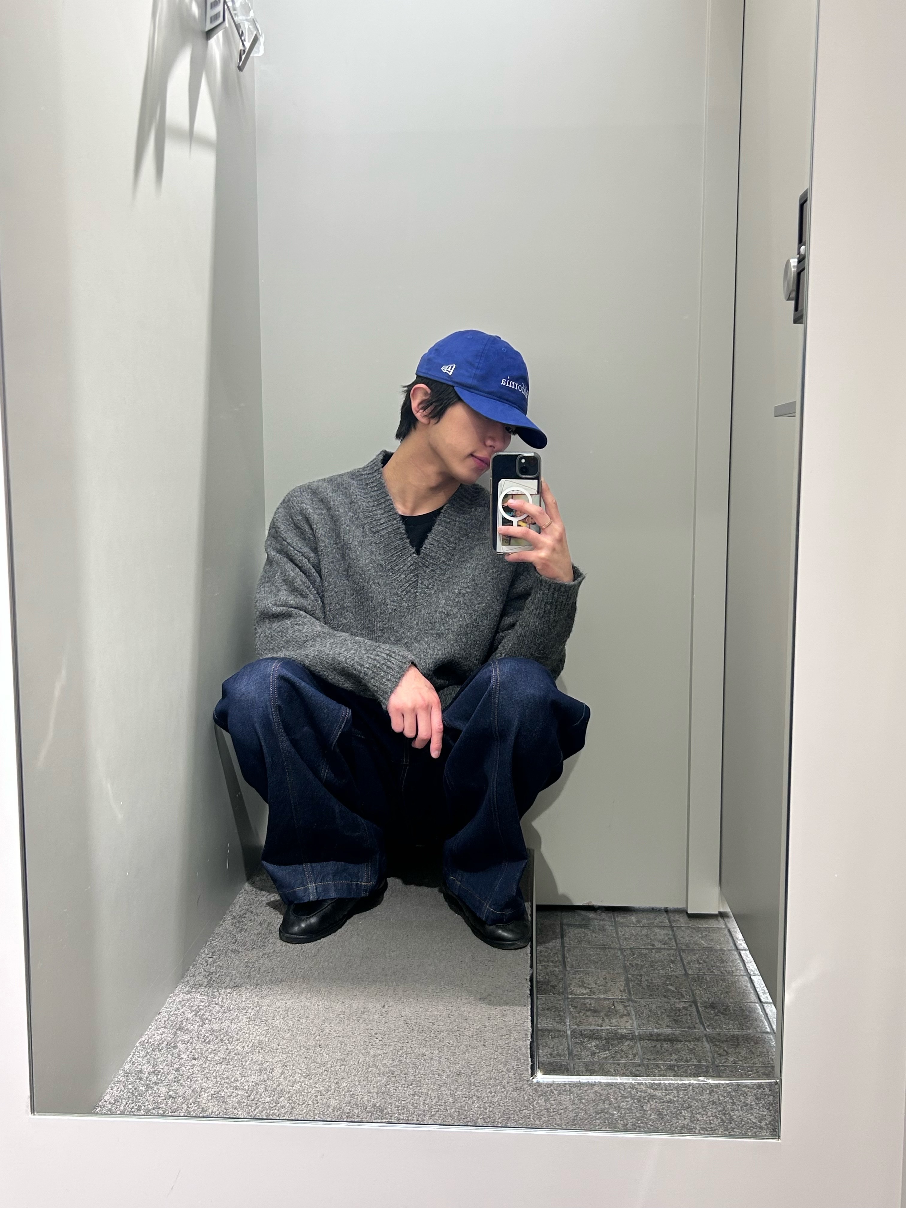 [KREAM 단독] About:Blank Wide Leg Felled Denim Raw Indigo - 26SS 착용 스타일 - 4