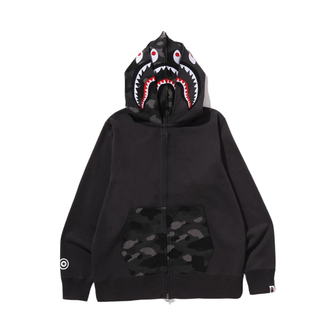 베이프 컬러 카모 샤크 풀 집 더블 후드 블랙(BAPE Color Camo Shark Full Zip Double Hoodie Black) - 3