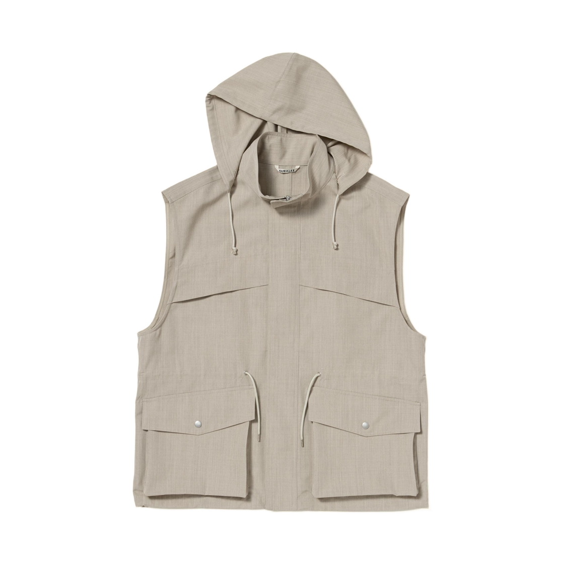 A26SV07WC Auralee Wool Max Canvas Over Vest Top Gray Beige - 26SS