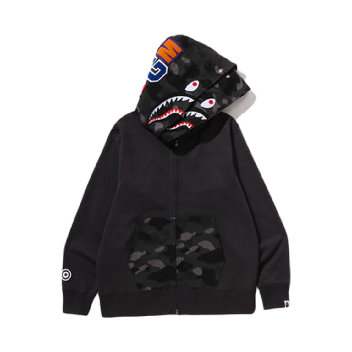 - BAPE Color Camo Shark Full Zip Double Hoodie Black
