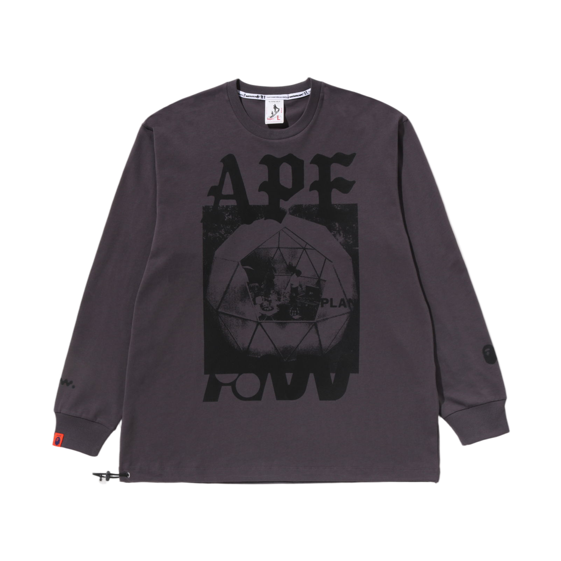 - BAPE x Kazuki Kuraishi Ape Paw Geo L/S T-Shirt Charcoal