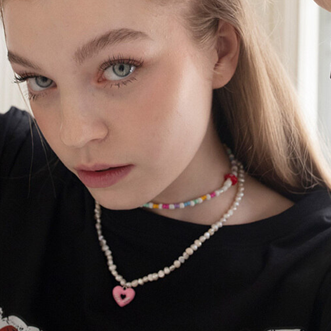 라츠유 캔디 팝 펄 네크리스 핑크(LOTS YOU Candy Pop Pearl Necklace Pink) - 3