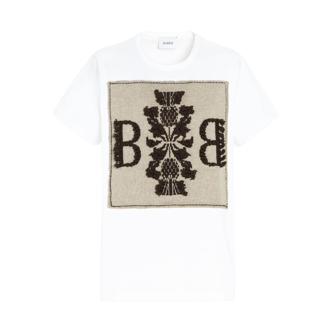 C104752827 Barrie Logo Cashmere Patch Cotton T-Shirt Gypsum