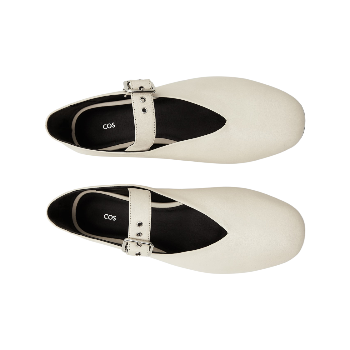 (W) 코스 버클 발레 플랫 아이보리((W) COS Buckled Ballet Flats Ivory) - 2