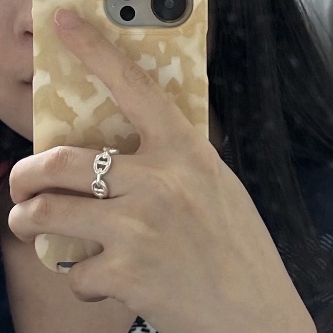 (W) Hermes Small Chaine D'Ancre Enchainee Ring Sterling Silver 착용 스타일 - 1