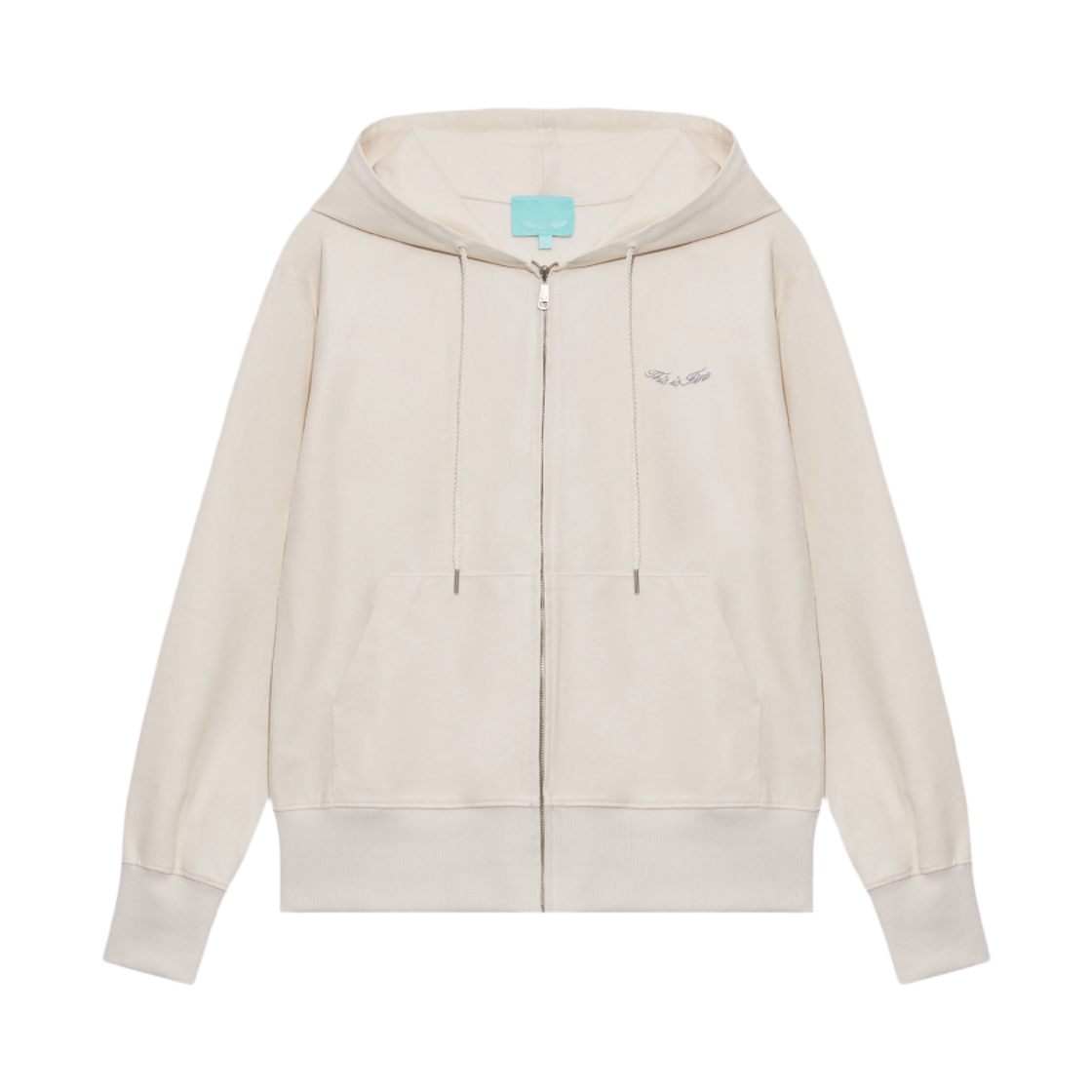 디스이즈파인 디스트레스드 레더 집업 후디 클라우드(THIS IS FINE Distressed Leather Zip Hoodie Cloud)