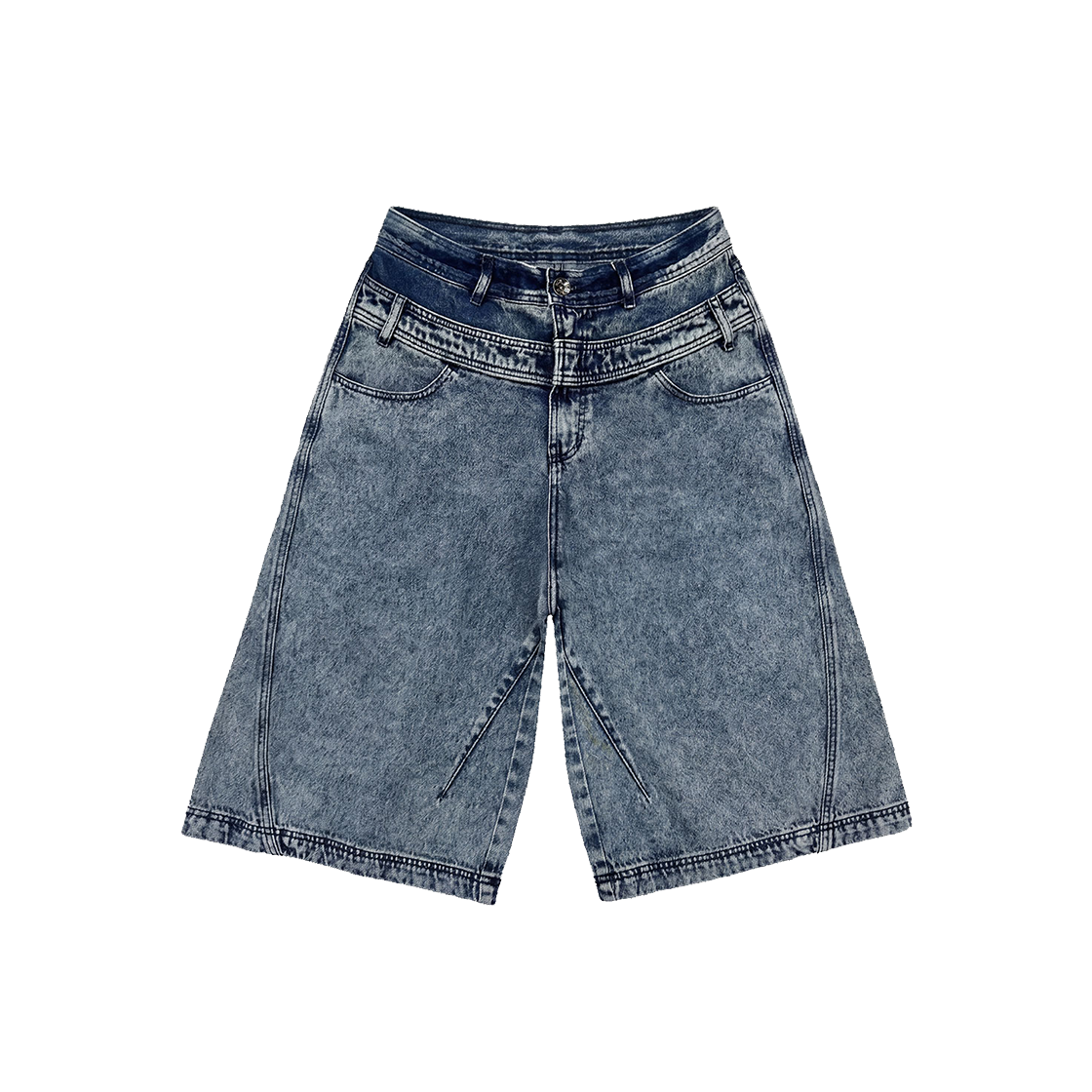 비엘알 커브드 디테일 버뮤다 데님 팬츠(BLR Curved Detail Bermuda Denim Pants)