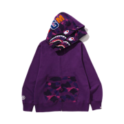 BAPE Color Camo Shark Full Zip Double Hoodie Purple