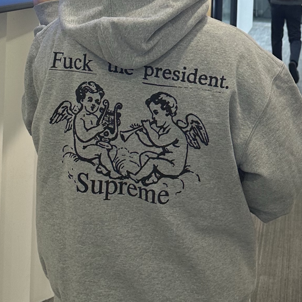 Supreme President Hooded Sweatshirt Heather Grey - 25FW 착용 스타일