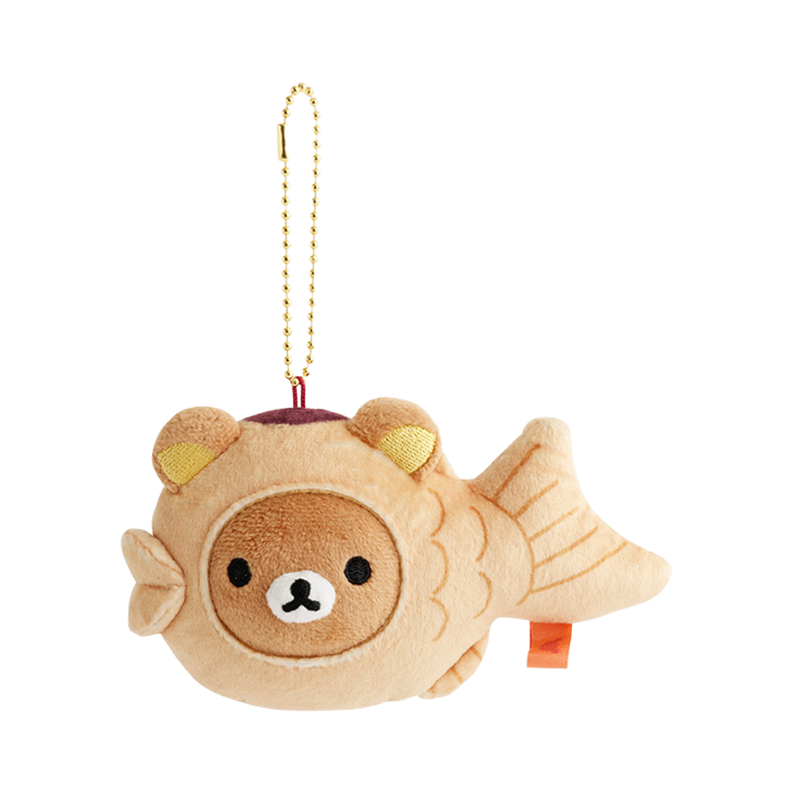 산엑스 리락쿠마 타이야키 행잉 플러시 키체인 리락쿠마 브라운(San-X Rilakkuma Taiyaki Hanging Plush Keychain Rilakkuma Brown) - 1