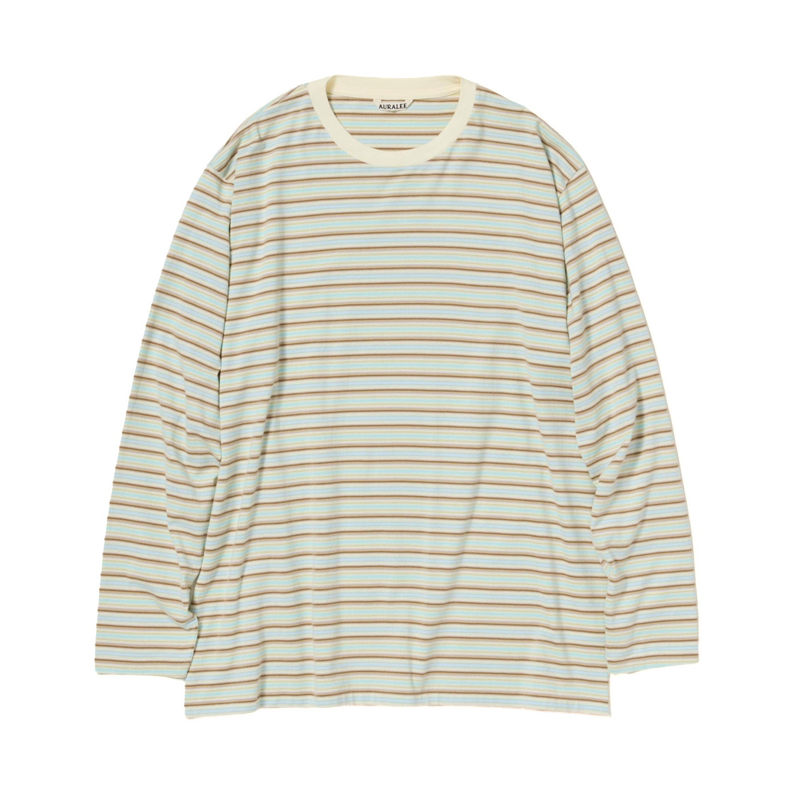 오라리 그라디언트 스트라이프 저지 롱슬리브 티셔츠 페이드 민트 스트라이프 - 26SS(Auralee Gradient Stripe Jersey L/S Tee Fade Mint Stripe - 26SS)