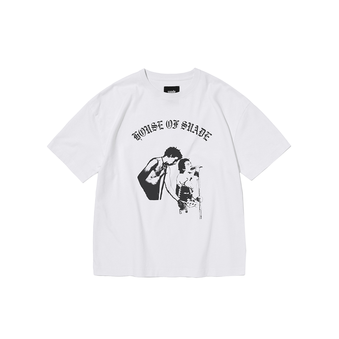 스웨이드 락 크롭 티 화이트