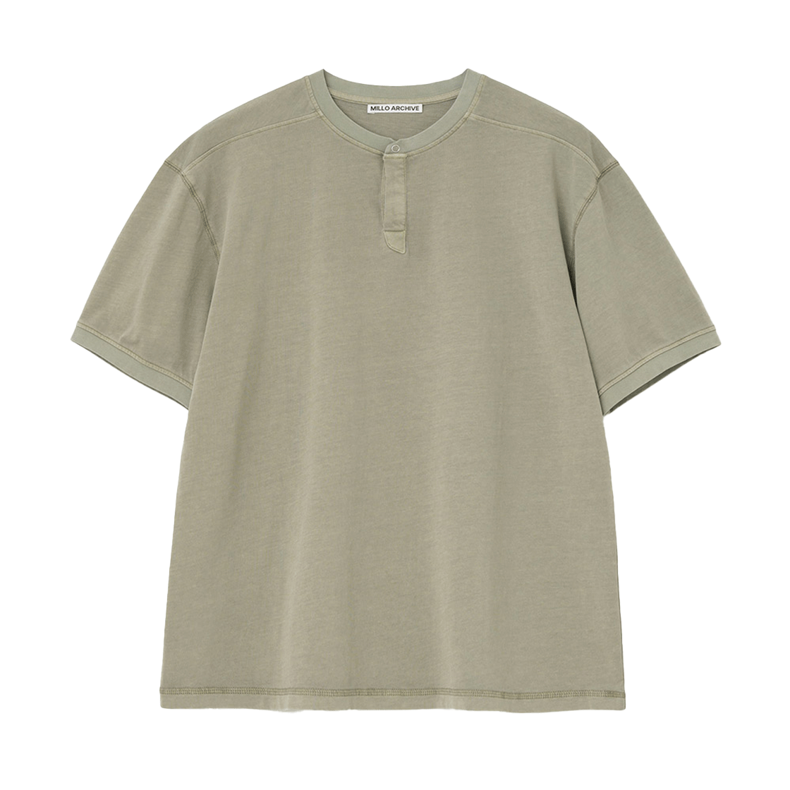 밀로 아카이브 클라인 워시드 헨리넥 티셔츠 워시드 카키(Millo Archive Cline Washed Henley Neck T-Shirt Washed Khaki)