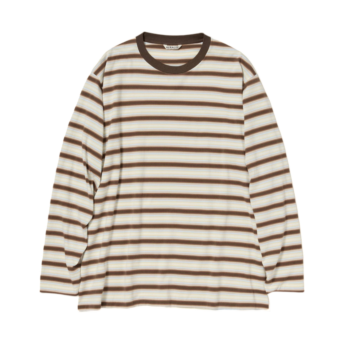 A26SP01GJ Auralee Gradient Stripe Jersey L/S Tee Fade Brown Stripe - 26SS