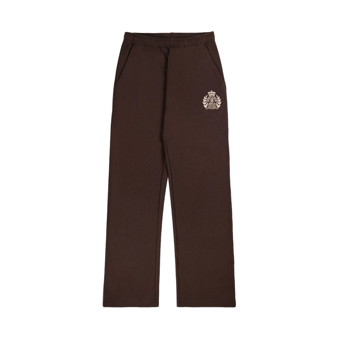 스포티 앤 리치 NY 크레스트 자수 와이드 스웨트팬츠 초콜릿(Sporty & Rich NY Crest Embroidered Wide Sweatpant Chocolate) - 1