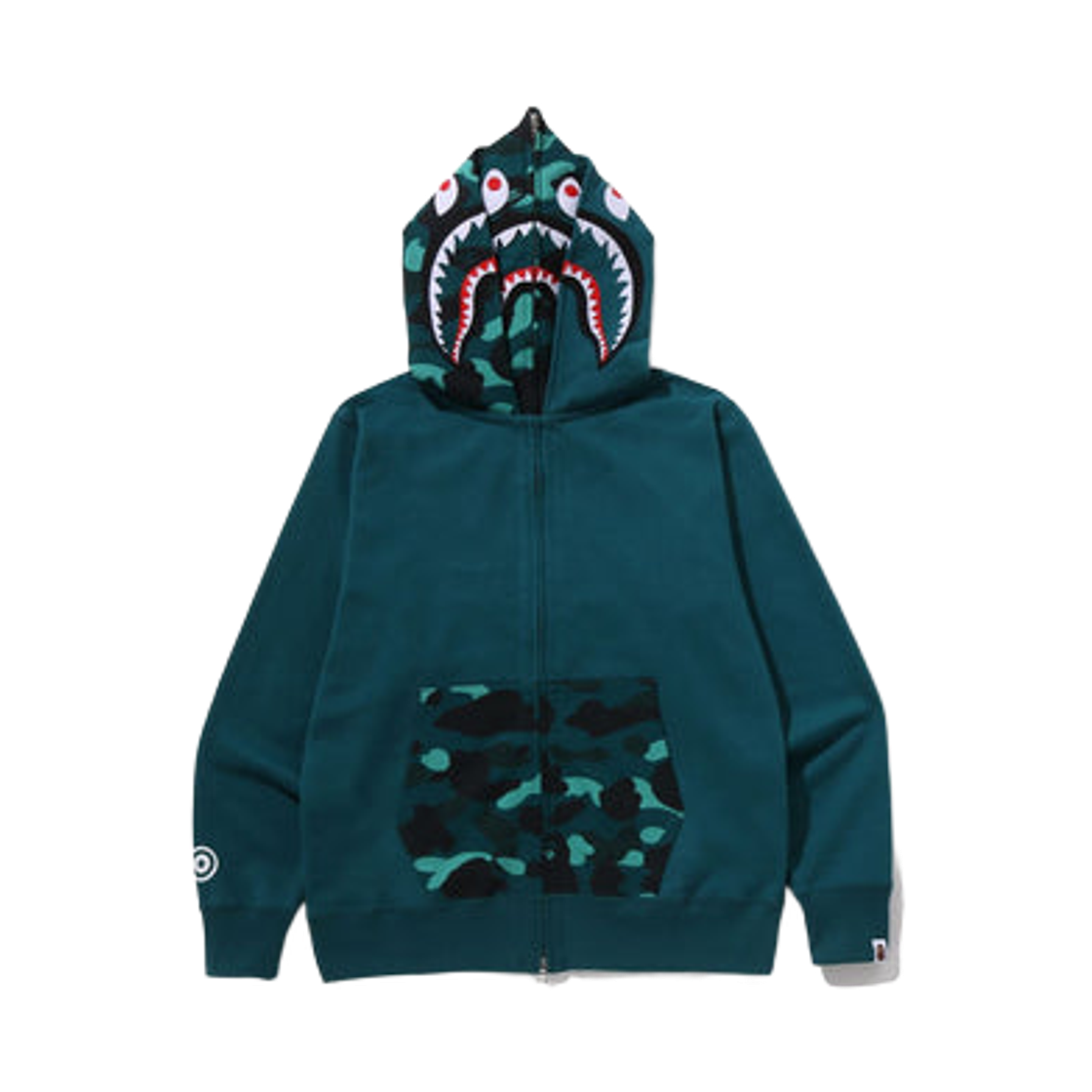 베이프 컬러 카모 샤크 풀 집 더블 후드 그린(BAPE Color Camo Shark Full Zip Double Hoodie Green) - 3