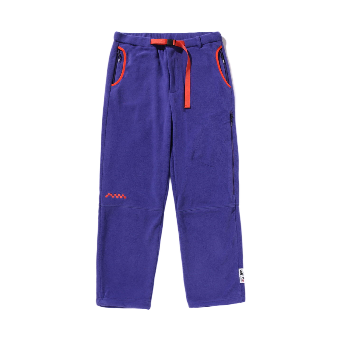 - BAPE x Kazuki Kuraishi Halftone Logo Fleece Belted Pants Purple