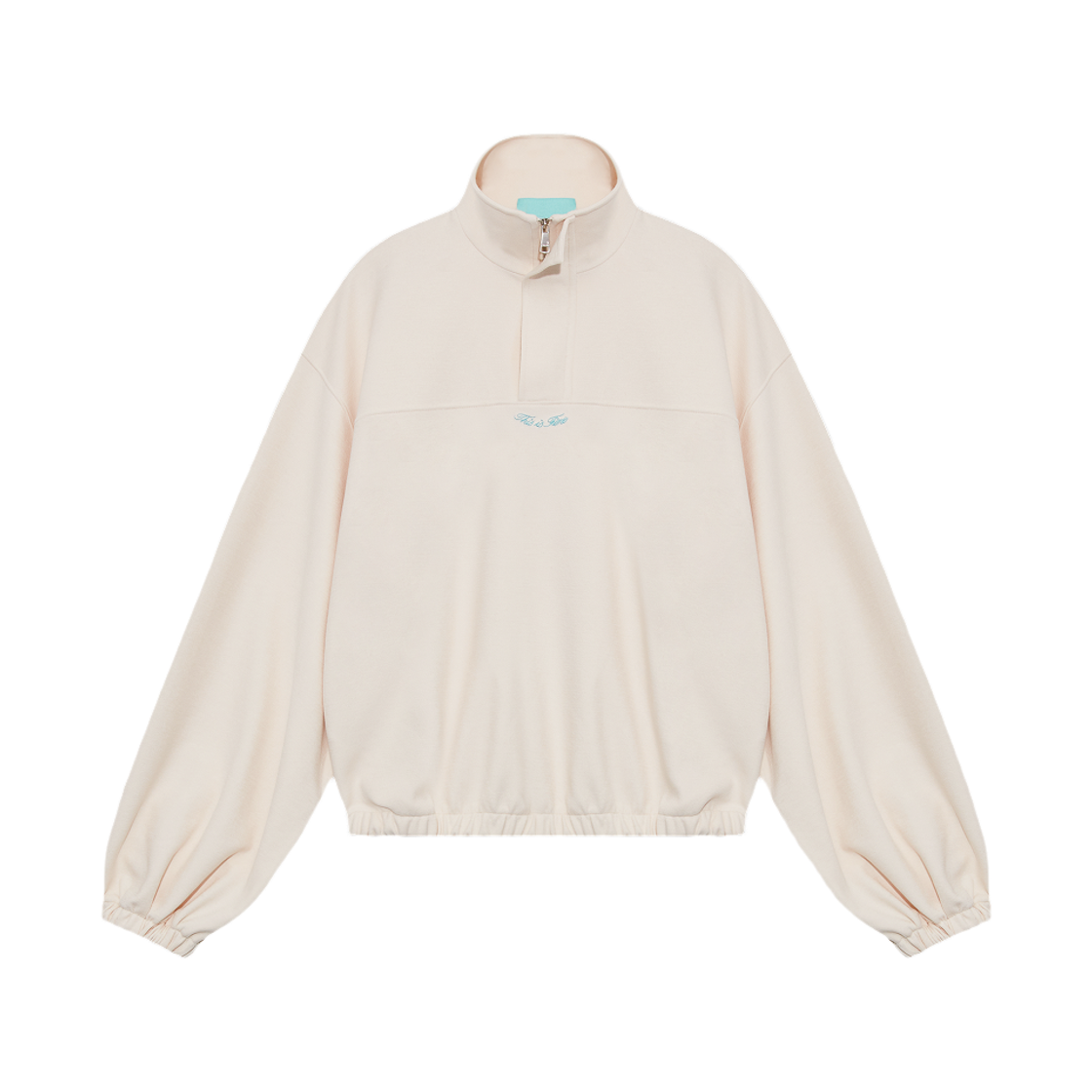디스이즈파인 쿼터 집업 벌룬 풀오버 스웻셔츠 크림(THIS IS FINE Quarter-Zip Balloon Pullover Sweatshirt Cream)